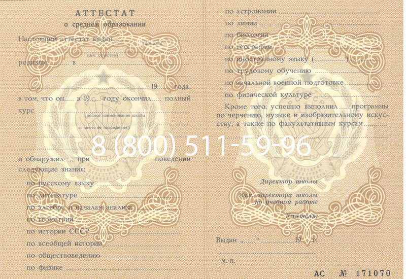 Купить Аттестат за 11 класс до 1994 в Кызыле